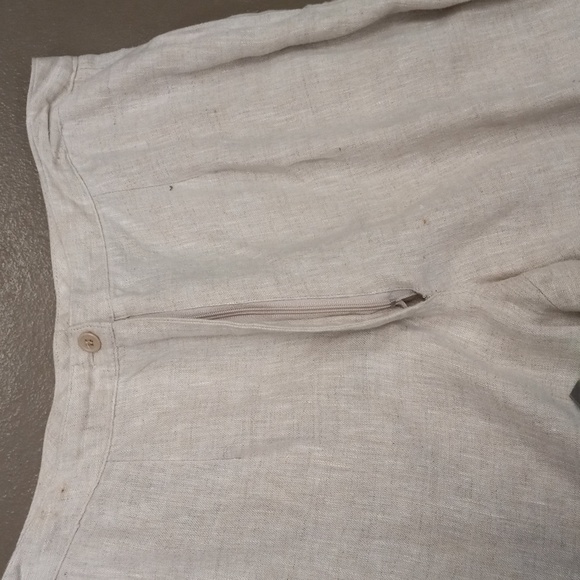 **VINTAGE**CRISTIAN TRAPANI OATMEAL COLORED 100% LINEN CAPRIS WITH POCKETS - Picture 9 of 16